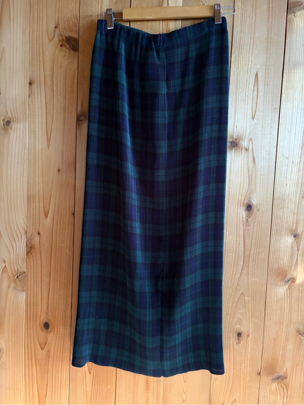 VINTAGE 90s Plaid Plisse Maxi Skirt - Picture 3 of 4